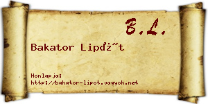 Bakator Lipót névjegykártya